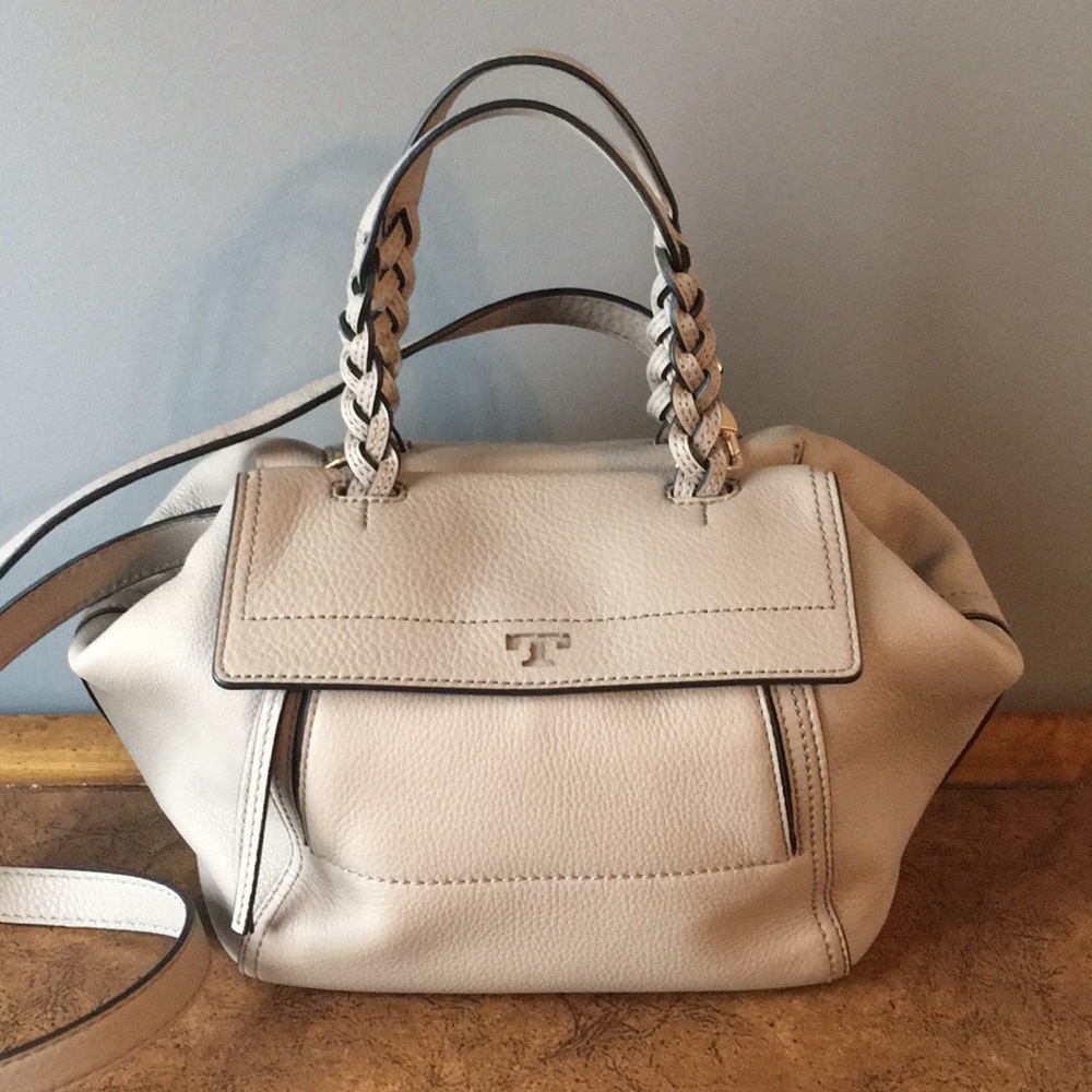 SOLD Tory Burch Half Moon Satchel French Grey